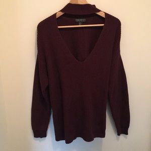 Deep V neck knit sweater by Forever 21